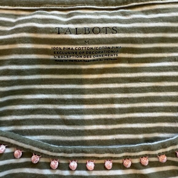 Talbots Womens Striped Scoop Neck Short Sleeve T-Shirt Medium Pima Cotton - Picture 2 of 6